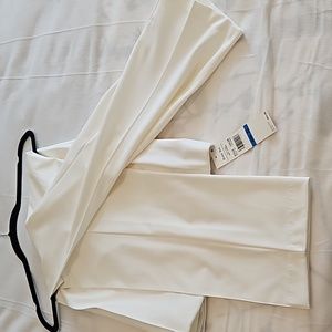 Cream Ponte Pants with Stitched Seams